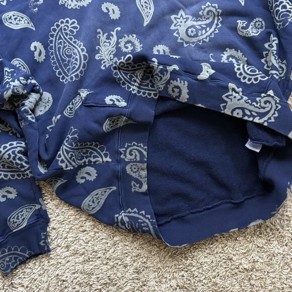 NWT $450 Alchemist Paisley Print Blue Cotton Hoodie Distressed Men’s Size XXL - Picture 11 of 15